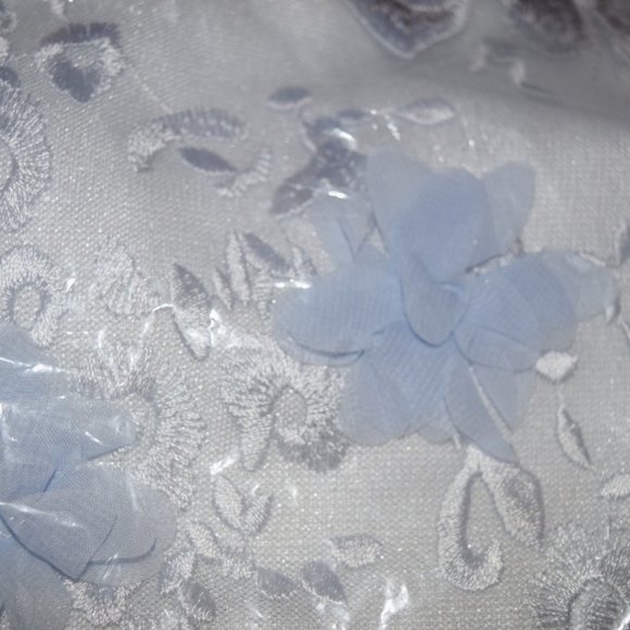 Biscotti Blue Floral Embroidered Lace Ruffle Dress Girls 4 - Picture 1 of 4